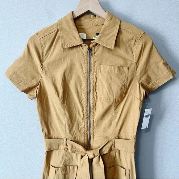 Anthropologie Maeve The Colette Weekend Jumpsuit Camel Tan Size 8 Belted NEW - Picture 4 of 13